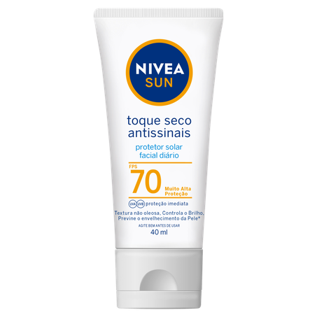 Nivea Sun Protetor Solar Facial Toque Seco Antissinais FPS70 40ml
