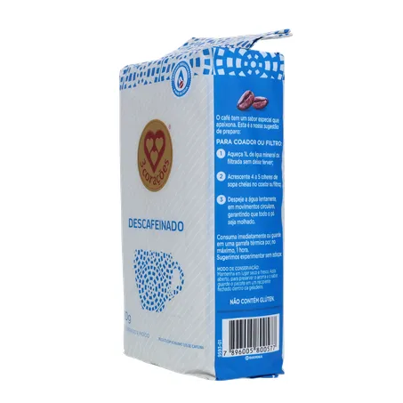 CAFÉ PÓ 3 CORAÇÕES DESCAFEINADO 250G 360-6