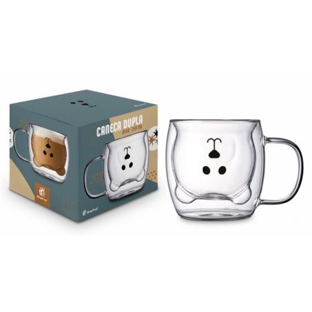 BRASFOOT CANECA VIDRO DUPLO PANDA 200 ML 15058    