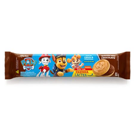 Biscoito Marilan Paw Patrol Recheado Chocolate Pacote 80g 
 