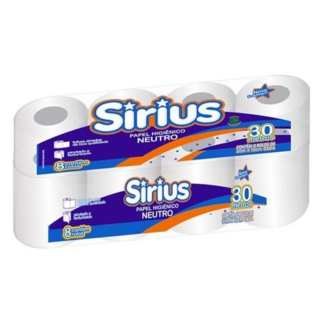 Papel higiênico sirius neutro 30 metros 16 unidades