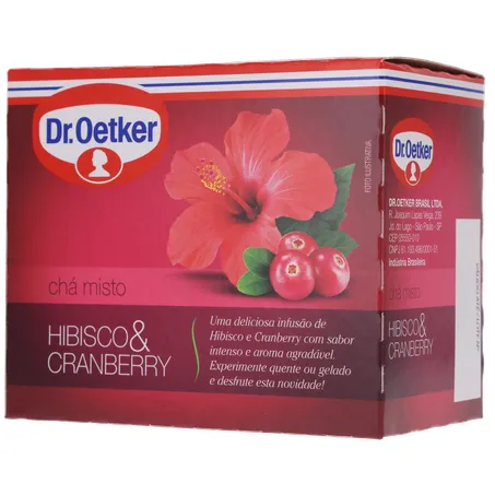 Chá Misto Dr Oetker Hibisco e Cranberry Caixa com 10un - 10gr 360-3