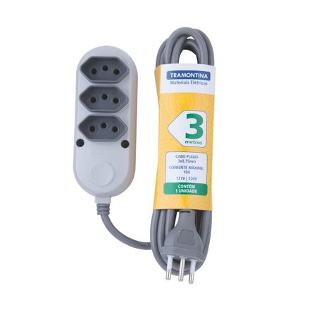 Extensao 3 Tom Tramontina 3m 2pt 10a250v