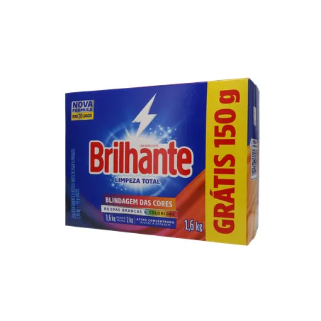 LAVA ROUPA PÓ BRILHANTE LIMPEZA TOTAL LEVE 1,6KG PAGUE 1,450KG 360-2