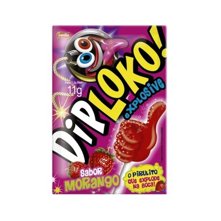 Pirulito Dip Loko 11g Boom Morango