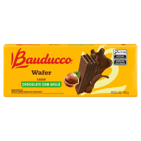 Biscoito Wafer Bauducco 140g - Chocolate com Avelã