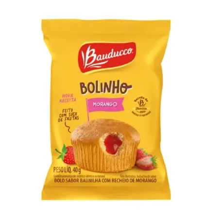 Bolinho Bauducco Baunilha Recheio Morango 40g 
 