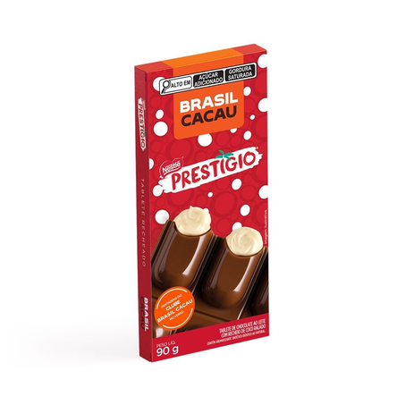 Tablete de Chocolate ao Leite Prestígio Brasil Cacau 90G