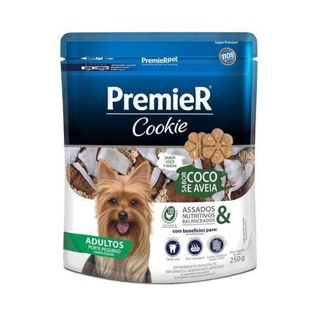 Biscoito Premier Cookie para Cães Adultos de Pequeno Porte Sabor Coco e Aveia 250Gr 360-1