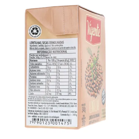 LENTILHA EM CONSERVA IMPORTADO DA ARGENTINA VIGENTE TP 200G 360-29