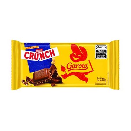 CHOCOLATE EM BARRA GAROTO AO LEITE CRUNCH 80G