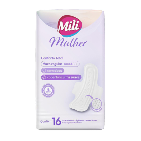 Absorvente Mili Com 16 Absorventes - Controle Total - Com Abas