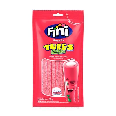 Bala morango tubes citrico fini 80g