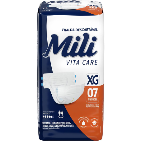 Fralda Adulto Mili Vita Tam. XG - Com 7 Fraldas