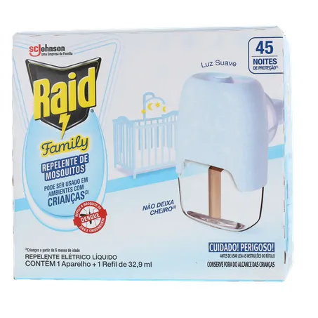 Repelente Raid Family Sem Cheiro Aparelho com Refil 32,9Ml 360-1