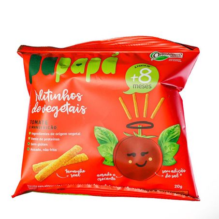 PALITINHOS DE VEGETAIS TOMATE E MANJERICÃO 20G