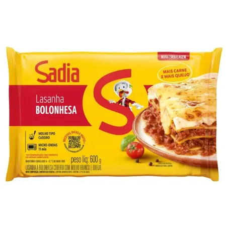 Lasanha sadia bolonhesa pacote 600g