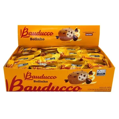 BOLINHO C/ GOTAS DE CHOCOLATE 40G BAUDUCCO DISPLAY C/16UN