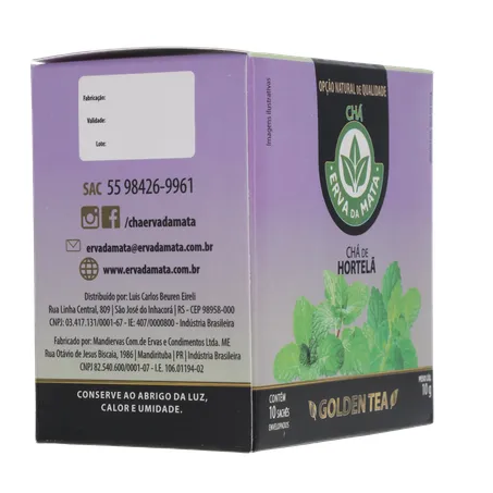CHÁ ERVA DA MATA HORTELÃ CAIXA C/10 SACHÊS 360-30