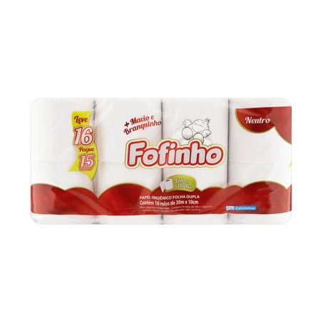 PAPEL HIG.FOFINHO F.DUPLA NEUTRO 16 ROLOS 30M