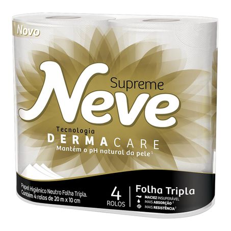 PAPEL HIGIÊNICO FOLHA TRIPLA NEVE SUPREME COM 4 UNIDADES