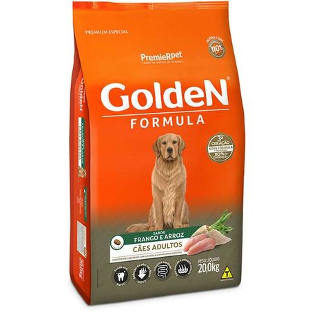 Ração Golden Fórmula para Cães Adultos Sabor Frango e Arroz 20Kg