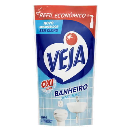 Desinfetante veja banheiro oxi ativo antibac refil sachê 400ml