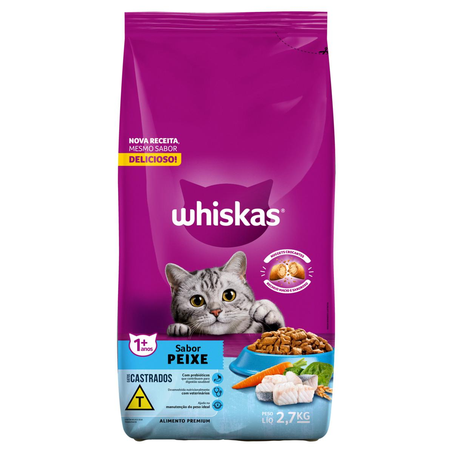 Ração Whiskas 2,7kg - Para Gatos Castrados - Peixe