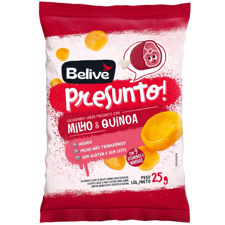 SALGADINHO BELIVE MILHO E QUINOA SABOR PRESUNTO 25G