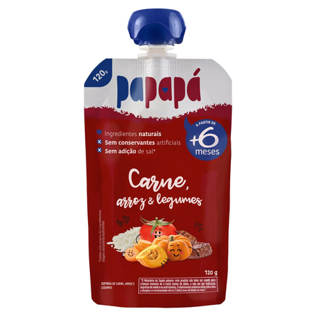Papinha Papapá 120g - Carne, Arroz e Legumes - Squeeze