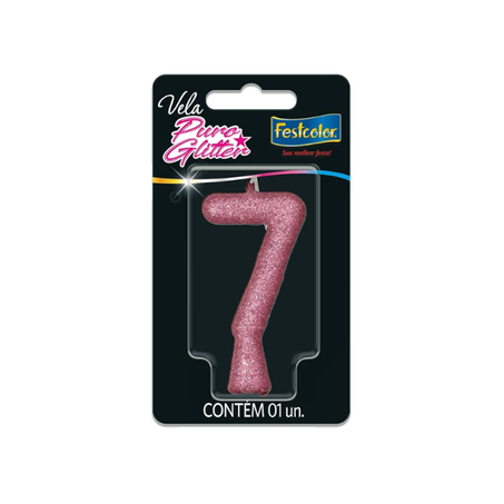 VELA PURO GLITTER ROSA N7 FESTCOLOR 