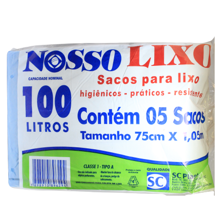 SACO LIXO AZUL NOSSO LIXO 100LT C/5