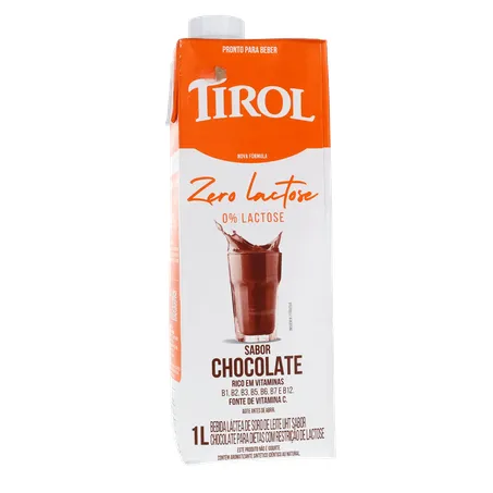 Bebida Láctea UHT Tirol Chocolate Zero Lactose Caixa com Tampa 1lt 360-17