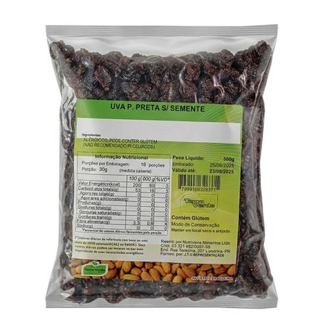 UVA PASSA PRETA SEM SEMENTE 500G TERRA VERDE