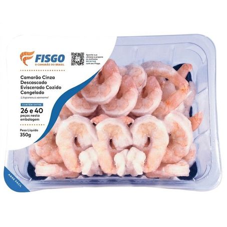 Camarão Fisgo 26 / 40 Desc Evisc Congelado Bandeja 350g