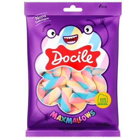 Bala maxmallows docile 250gr tubo torçao