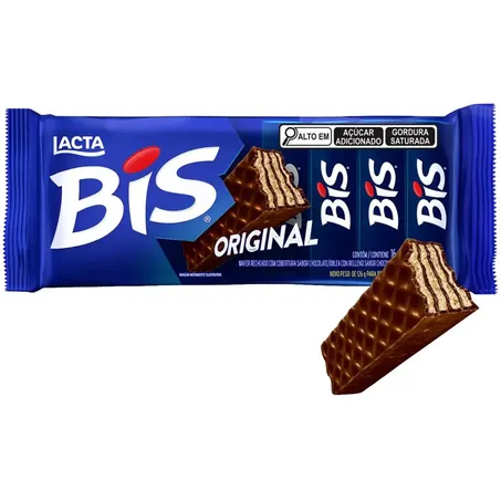 Bis  Sabor Chocolate Lacta Original Pacote com 16un - 100.8gr