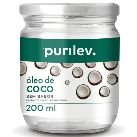 Óleo de Coco Purilev Sem Sabor Vidro com 200Ml