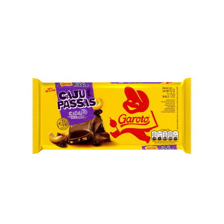 Chocolate garoto caju e passas 80g