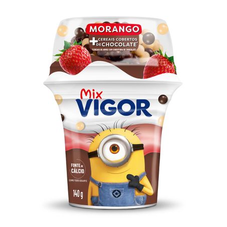 Iogurte de Morango com Cereais Cobertos de Chocolate Mix Vigor 140G