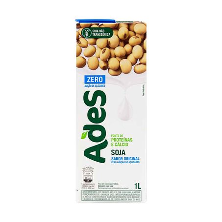 Bebida de Soja Ades Zero Original Tetra Pack 1L
