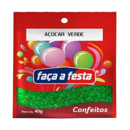 Açúcar colorido verde faça a festa 40g