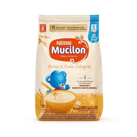 Cereal Infantil Nestlé Mucilon Arroz & Aveia Pacote 180gr