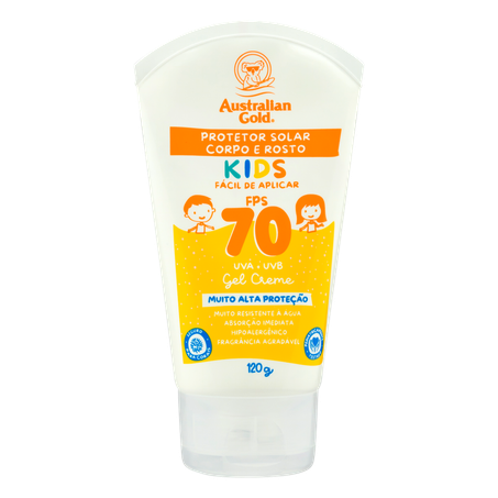Protetor Solar Corpo e Rosto Gel-Creme FPS 70 Australian Gold Kids Bisnaga 120g