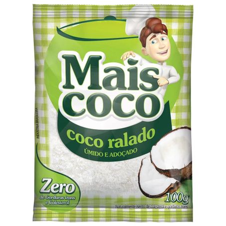 Coco ralado mais coco 100g umido e adocado