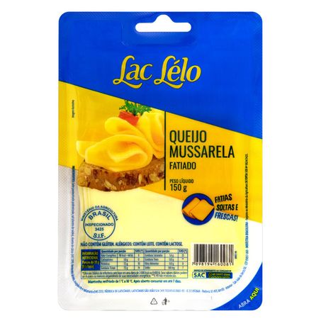 Queijo Mussarela Lac Lelo Fatiado Embalagem 150G
