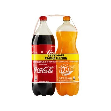Refrigerante Coca Cola 2 Litros + Fanta Laranja 2 Litros 2UN