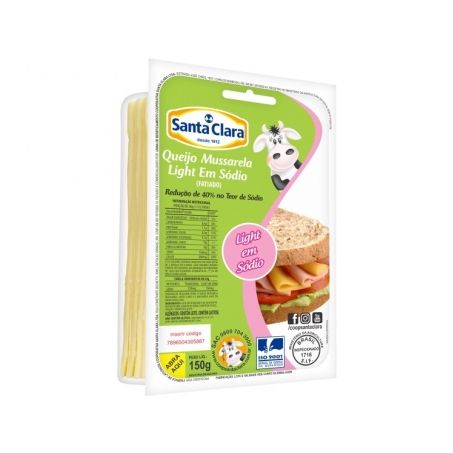 QUEIJO MUSSARELA SANTA CLARA LIGHT EM SODIO 150 G 