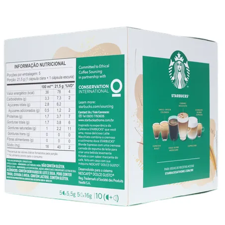 Café com Leite em Cápsula Starbucks Latte Macchiato Nescafé Dolce Gusto Caixa 107,5g 10 Unidades 360-22