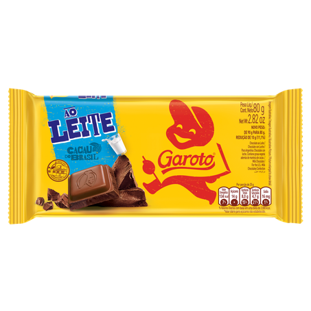 Chocolate barra garoto ao leite 80g